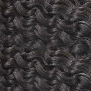 QVR <span class=keywords><strong>Extension</strong></span> <span class=keywords><strong>Capelli</strong></span> Umani Remy Ricci Nero Naturale Senza Nodi Pre-Separate Invisibili Water Wave Crochet Feather - Product Image 2