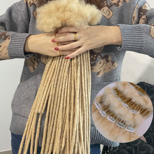 Fermaglio in Dreadlock Extension per capelli uncinetto intreccio Afro crespo capelli umani può essere colorante a mano larghezza 0.4CM naturale 613 nera - Product Image 1