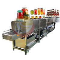 Pasteurisateur tunnel continu commercial de petite taille pour usine, équipement automatique de pasteurisation de boissons pour jus de fruits et yaourts