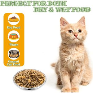 3 confezioni da 6.2 pollici ciotole per gatti in acciaio inossidabile 304 per interni ciotola per mangimi per gatti piatto di cibo umido largo poco profondo per l'alimentazione dei baffi per animali domestici