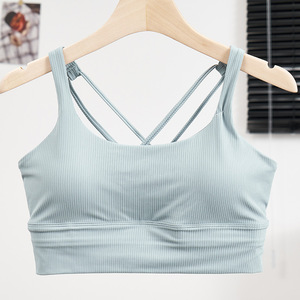 Vêtements de sport sans couture pour Pilates, course à pied, yoga, fitness, soutien-gorge de sport croisé pour femme - Product Image 2