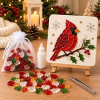 Kit d'art en verre de mer DIY Père Noël, kit de mosaïque artisanale en carreaux de verre avec chevalet en bois, décoration de Noël, cadeau pour enfants