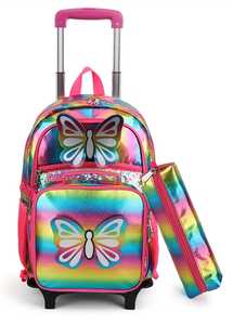 Ensemble de sac à dos à roulettes en cuir PU pour l'école, sac à dos à roulettes pour étudiants, sac à dos à roulettes de dessin animé, valise à roulettes, sac à bagages - Product Image 3