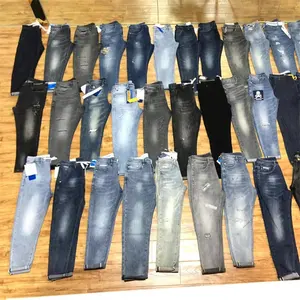 Stok kesim etiket yeni ucuz kaliteli karışık denim kullanılan erkek İkinci el kot stok kullanılan kot toptan