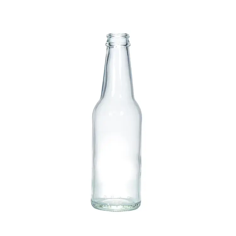 Garrafa de água de vidro transparente, garrafa de cerveja transparente 330ml 275ml 250ml, tampa de coroa com estampagem a quente para bebidas grátis, caixa ou palete