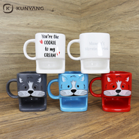 Vente en gros Tasse à biscuits créative Tasse à café en céramique personnalisée avec animal cartoon avec porte-biscuits