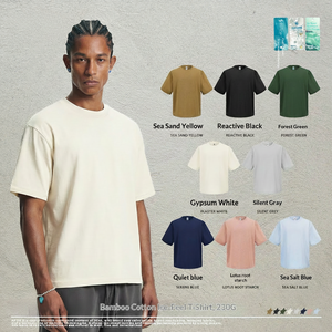 เสื้อยืดคอตตอนเนื้อสัมผัสนุ่มเย็นแบบ DTG สกรีนโลโก้ตามสั่ง น้ำหนัก 230GSM ทรงโอเวอร์ไซส์ ไหล่ตก สไตล์สตรีทแวร์ เสื้อยืดเปล่าสำหรับผู้ชาย ขายส่ง - Product Image 1