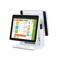 Máquina de Pedidos con Pantalla Táctil Dual de 15/15.6 Pulgadas para Cantina, Caja Registradora con Doble Cámara, 4GB RAM/128GB SSD, Sistema Operativo Android/Windows