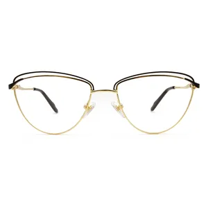 Toptan yuvarlak şekil gözlük-Yeni moda Custom Made Retro tarzı yuvarlak şekil lüks Metal optik gözlük çerçeveleri gözlük