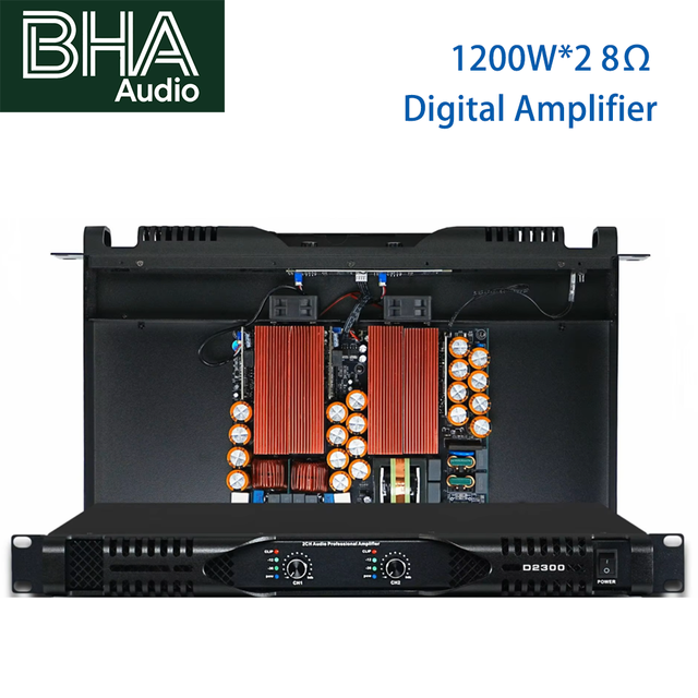 BHA D2300 1200W*2 8Ω Class D Digital Power Amplifier Dual Channel High Power Stereo Professional Audio Amp for Stage Line Array