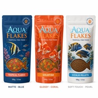 Sacs d'emballage personnalisés pour aliments de poissons tropicaux, en plastique transparent avec fenêtre, refermables à fermeture éclair, pochettes verticales pour aliments pour animaux de compagnie pour aquarium tropical