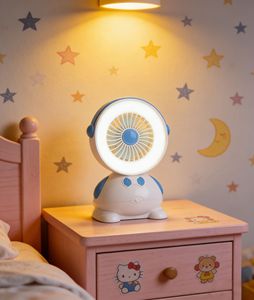 Fan light, <b>with</b> cute cartoon LED desk lamp, USB rechargeable and <b>plug</b>-in dual-use, LED ceiling light, modern ceiling light. - Product Image 1