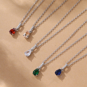 De Venta caliente colorido piedra preciosa colgante cadena Zirconia Moonlight piedra collar 925 plata esterlina piedras preciosas ópalo collares
