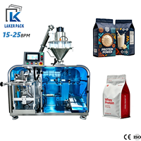 Machine de remplissage de sachets pré-fabriqués à fermeture éclair pour poudre de protéines de lactosérum, nutrition sportive, 4 stations