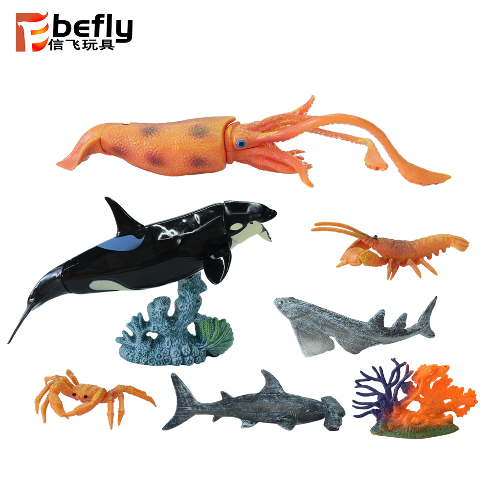 SharkタコカニMovable海の生物フィギュアセットプラスチック深海