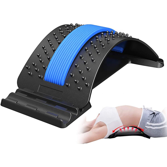 Multi-Level Back Stretcher Massager Lumbar/Waist Pain Relief Device with Magnet Therapy for Herniated Disc