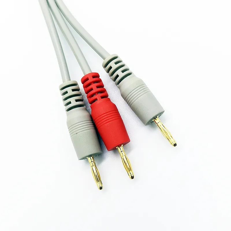 Kabel Speaker Paralel Datar Kustom, dengan Colokan Pisang Lapis Emas 2.0MM/4.0MM Kabel Audio Medis 3.5MM Kabel Colokan Jack Ke Pisang