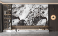 Panneau mural en PVC marbré pour décoration intérieure moderne, imperméable et ignifuge, solution de design graphique en feuille de PVC marbré