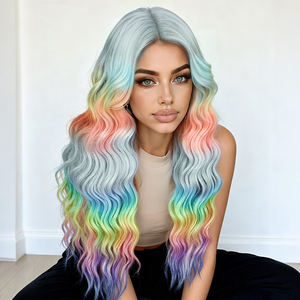 Extension per <span class=keywords><strong>Capelli</strong></span> Sintetici all'Uncinetto, Onde Profonde, Extension per <span class=keywords><strong>Capelli</strong></span> all'Uncinetto Ombre Arcobaleno, <span class=keywords><strong>Capelli</strong></span> Ricci Onde Profonde - Product Image 2