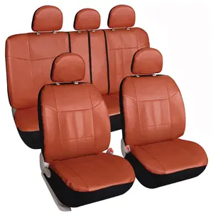 11pcs पूर्ण सेट यूनिवर्सल फिट ब्राउन सीट कवर अनुकूलित सामान्य चमड़े कार सीट कवर