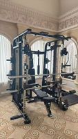 Machine Smith Commerciale en Acier Unisexe, Appareil d'Entraînement Complet, Rack à Squat, Banc de Musculation, Crossover de Câbles, pour la Musculation des Jambes à Domicile