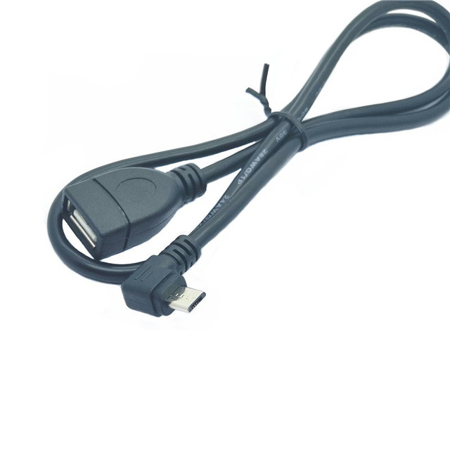 High Quality OTG V8 Right Angle Male Micro USB 5Pin to Female USB Cable