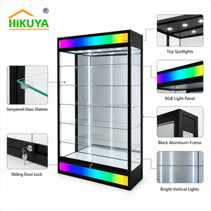 <span class=keywords><strong>Vitrine</strong></span> d'Exposition en Verre Autoportante Verrouillable avec Lumières Fluides Colorées pour Magasin de Cosmétiques Intérieur - Product Image 2