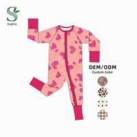 Pakaian Bayi Baru Lahir Berkerah Bulat Lengan Panjang Custom Print Bersertifikat CPC, Romper Bayi Berbahan Bambu Lembut dan Bernapas dengan Ritsleting