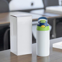 Gobelet isotherme double paroi en acier inoxydable blanc 350 ml (12 oz) pour enfants, avec couvercle coulissant, vierge pour sublimation, pour bébé