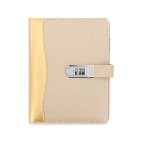 Carnet personnalisable en cuir PU écologique avec couverture à anneaux, feuilles mobiles, serrure à code, journal promotionnel et bloc-notes