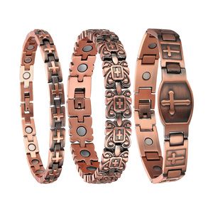 All'ingrosso braccialetti a catena di moda 99.99% puro rame braccialetti per artrite magnetica personalizzare braccialetti con disegno croce - Product Image 1