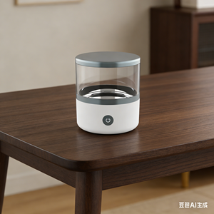 Nettoyeur ultrasonique électrique domestique pour appareils dentaires, gouttières et aligneurs, avec lumière UV, minuteur numérique et corps cylindrique transparent - Product Image 2