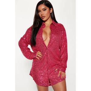 Vestido Camisero con Lentejuelas, Estilo Europeo y Americano, Clásico, para Mujer, con Solapa, a la Moda - Product Image 2