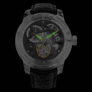 Reloj Tourbillon de Cristal de Zafiro Completo con Esfera Esqueletizada, Correa de Fluororubber y Cuero, Reloj Mecánico de Lujo para Hombre, Edición Limitada con Puntero - Product Image 6