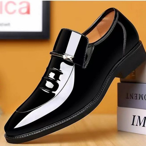 Chaussures habillées en cuir verni brillant pour hommes grandes tailles, à enfiler, plates, en maille, pour affaires, décontractées, formelles, mariage, automne - Product Image 6