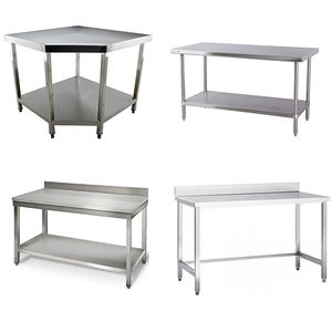 Plan de travail en acier inoxydable de qualité industrielle pour cuisine commerciale, avec étagères réglables - Product Image 1