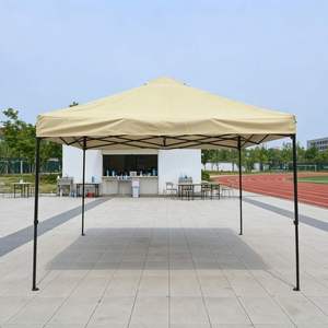 Tente de camping pliable 3x3m, résistante au vent, durable, imperméable, abri pop-up avec structure en métal noir - Product Image 1