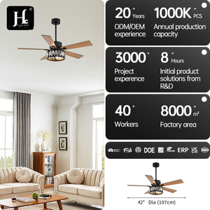 Chandelier fan modern design crystal 42-inch 5-blade luxury ceiling fan with <b>lamp</b> and remote control - Product Image 4