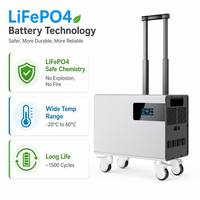Chariot à roulettes 2458Wh Station portable |   48V LiFePO4 2400W |   Entrée solaire MPPT 1300W |   Compatible avec les voitures |   16*Extension parallèle |