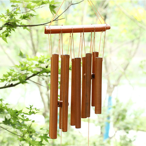 Campanella a Vento in Bambù, Ornamento Finitura Naturale Fatto a Mano, Decorazione da Giardino per Esterni, Stile Tradizionale, Forma Rettangolare - Product Image 4