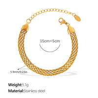 Conjunto de Collar y Pulsera de Acero Inoxidable con Malla Tejida, Estilo Correa de Reloj Hueca, Joyería para Mujer