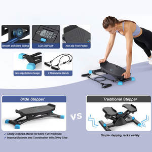 123Sports Home Exercise Mini Fitness Equipment Workout Slide Steppers avec bandes de résistance - Product Image 3