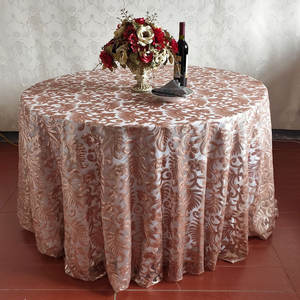 Nappe de TABLE <span class=keywords><strong>en</strong></span> maille brodée à paillettes, 4 pièces, rondes, brodées, à fleurs, personnalisé, pour fête d'hôtel, BANQUET, mariage - Product Image 1