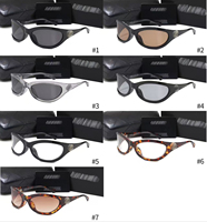Lunettes de soleil incurvées de style rétro, inspirées des marques de créateurs européennes et américaines, résistantes aux UV, monture œil-de-chat, accessoire pour hommes et femmes