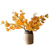 Décoration florale artificielle en feuilles d'eucalyptus d'automne pour salon et table à manger