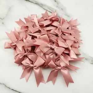 재고 도매 신선한 핑크 리본 활 작은 크기 새틴 리본 활 꽃 공예 장식 세공 DIY 파티