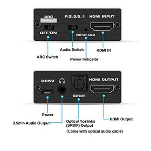 <span class=keywords><strong>Extracteur</strong></span> audio <span class=keywords><strong>HDMI</strong></span> 2.0b 4K 60Hz avec commutateur <span class=keywords><strong>ARC</strong></span> 5.1, sortie optique SPDIF 3.5mm, passage de signal 18 Gbps HDCP 2.2 pour TV, barre de son, projecteur - Product Image 4