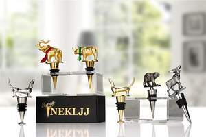 कस्टम सजावटी धातु सोने हाथी शराब के सामान बोतल स्टॉपर उपहार rino वाइन स्टॉपर सेट करें - Product Image 5