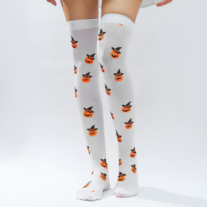 Calcetines hasta la rodilla de Halloween con estampado de calabaza, araña y sombrero de bruja, accesorios de disfraz para mujer, calcetines hasta la rodilla - Product Image 4