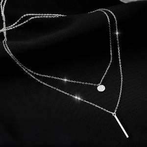 สร้อยคอแฟชั่นเรียบง่ายประดับจี้เลื่อมเล็กๆ <span class=keywords><strong>ลาย</strong></span>เส้นหลายชั้น สำหรับผู้หญิง ของขวัญเครื่องประดับสำหรับงานปาร์ตี้ - Product Image 5